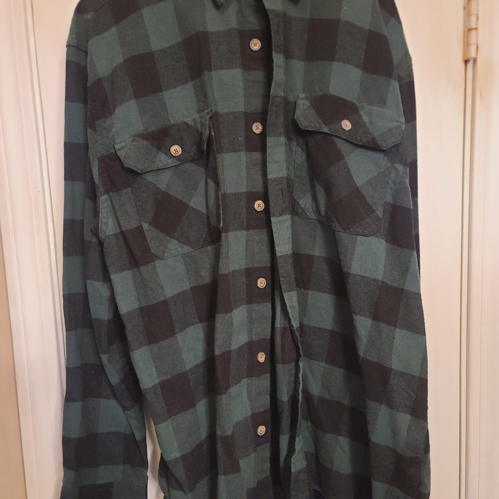 Jachs Green and Black Plaid Shirt